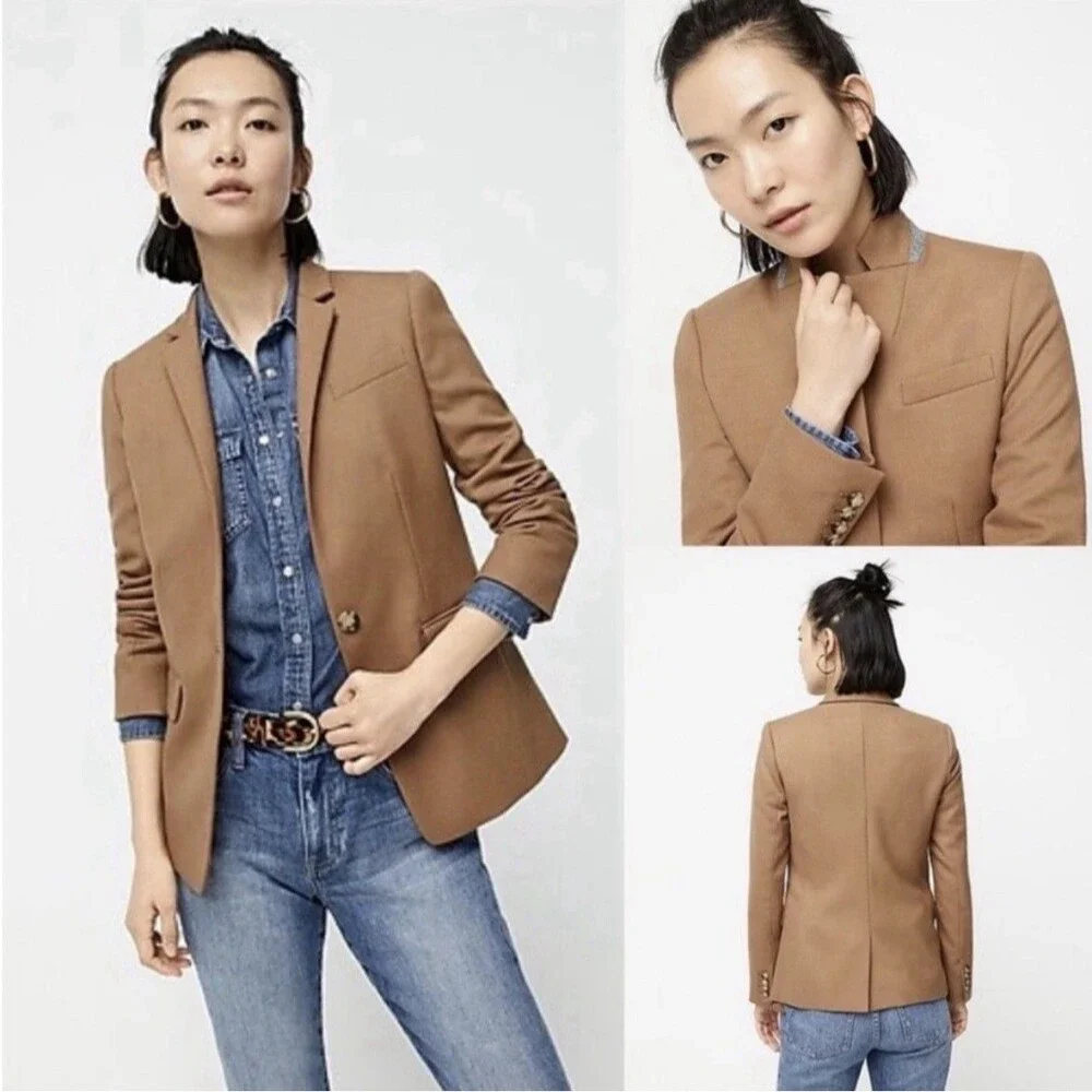 J Crew Brown Wool Blend Regent Blazer Size 2